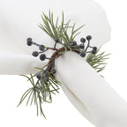 Pine and Berry Napkin Ring, Set of 4