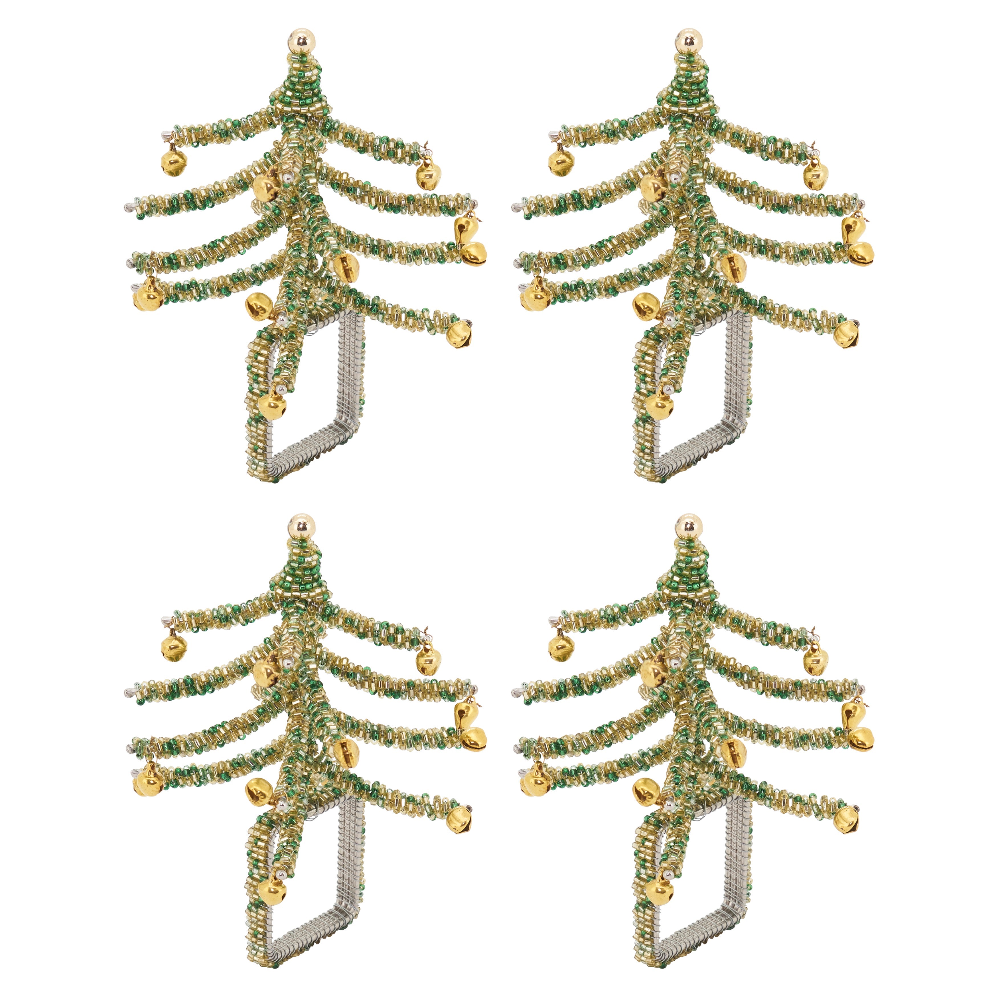 Beaded Christmas Tree Napkin Ring, Set of 4