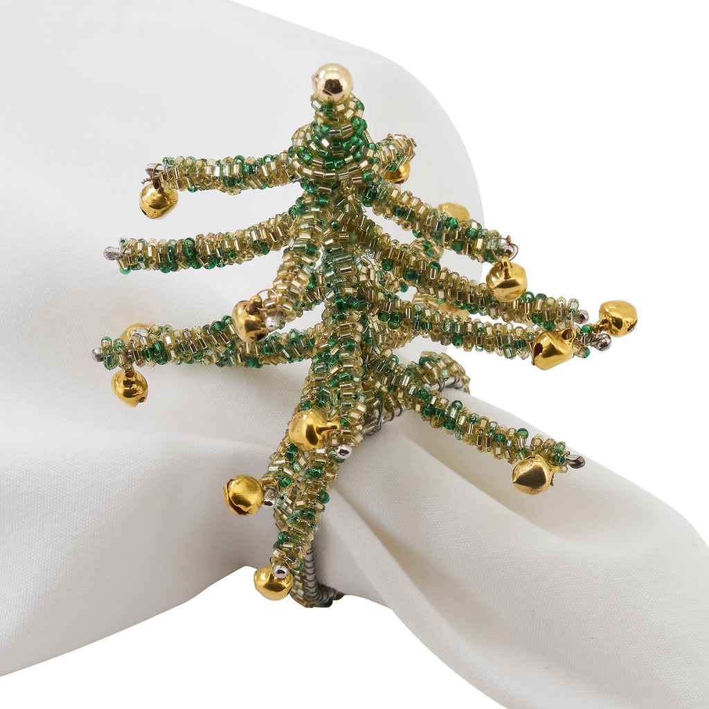 Beaded Christmas Tree Napkin Ring, Set of 4