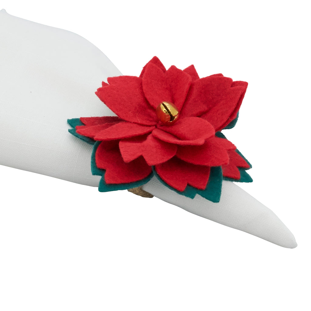 Festive Felt Poinsettia Napkin Ring, Set of 4