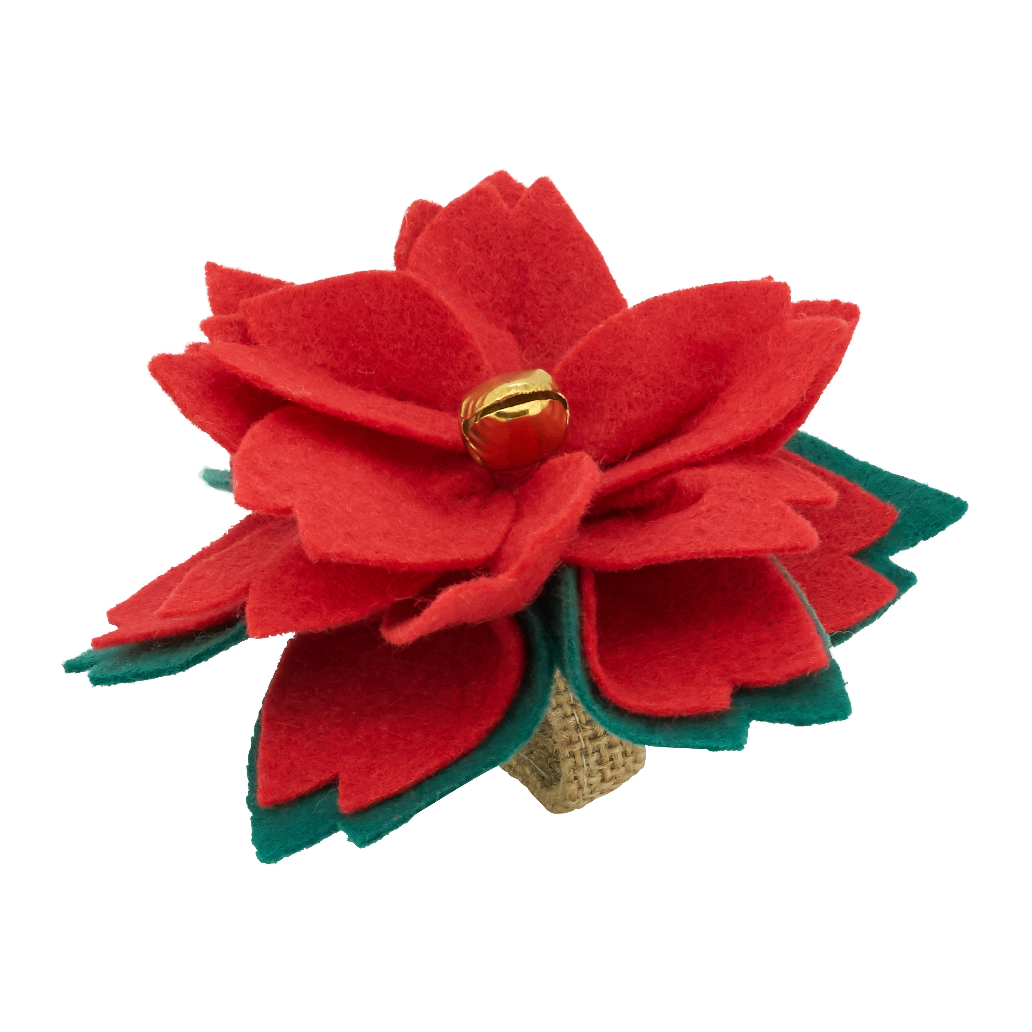 Festive Felt Poinsettia Napkin Ring, Set of 4