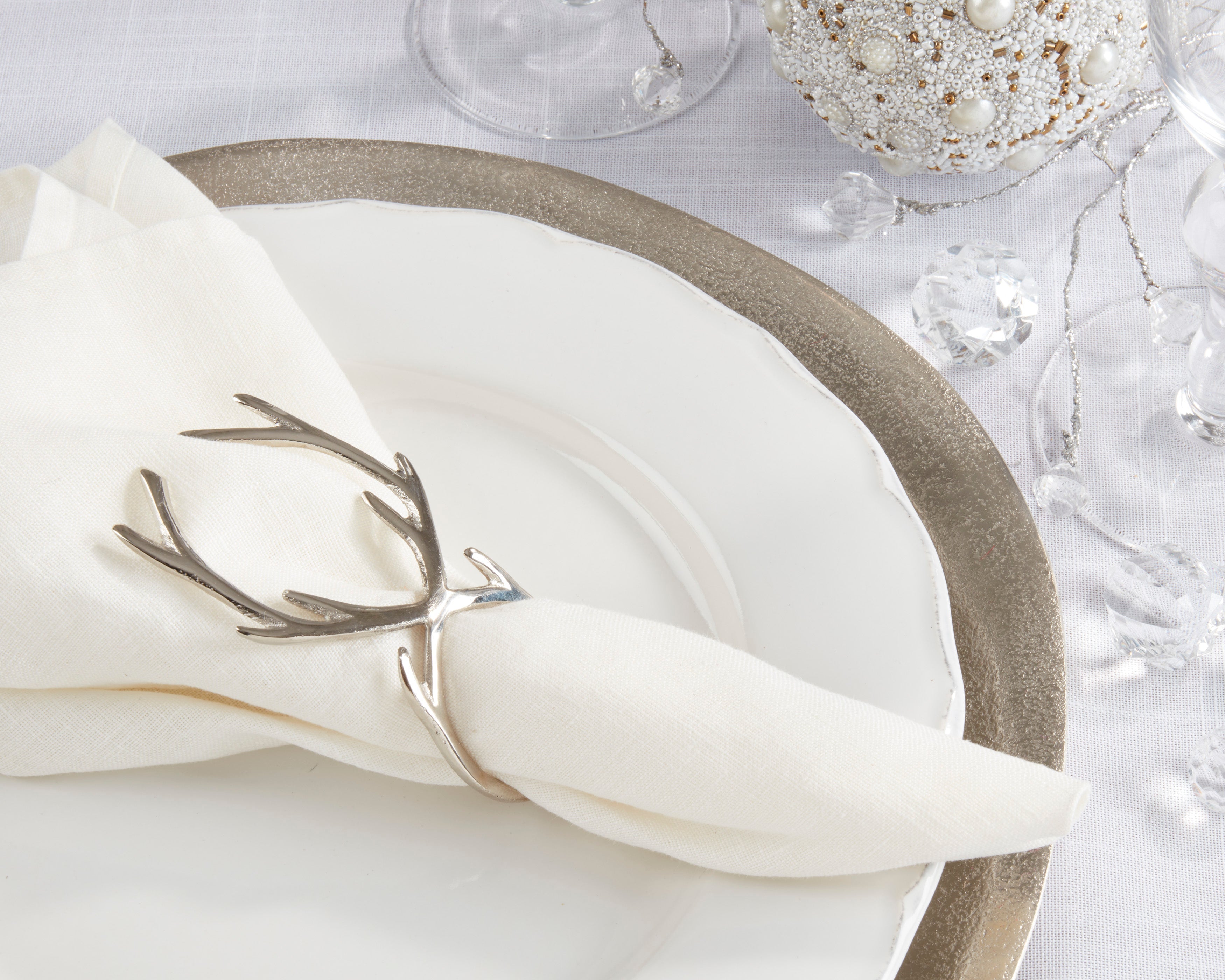 Silver Antler Napkin Ring, Set of 4