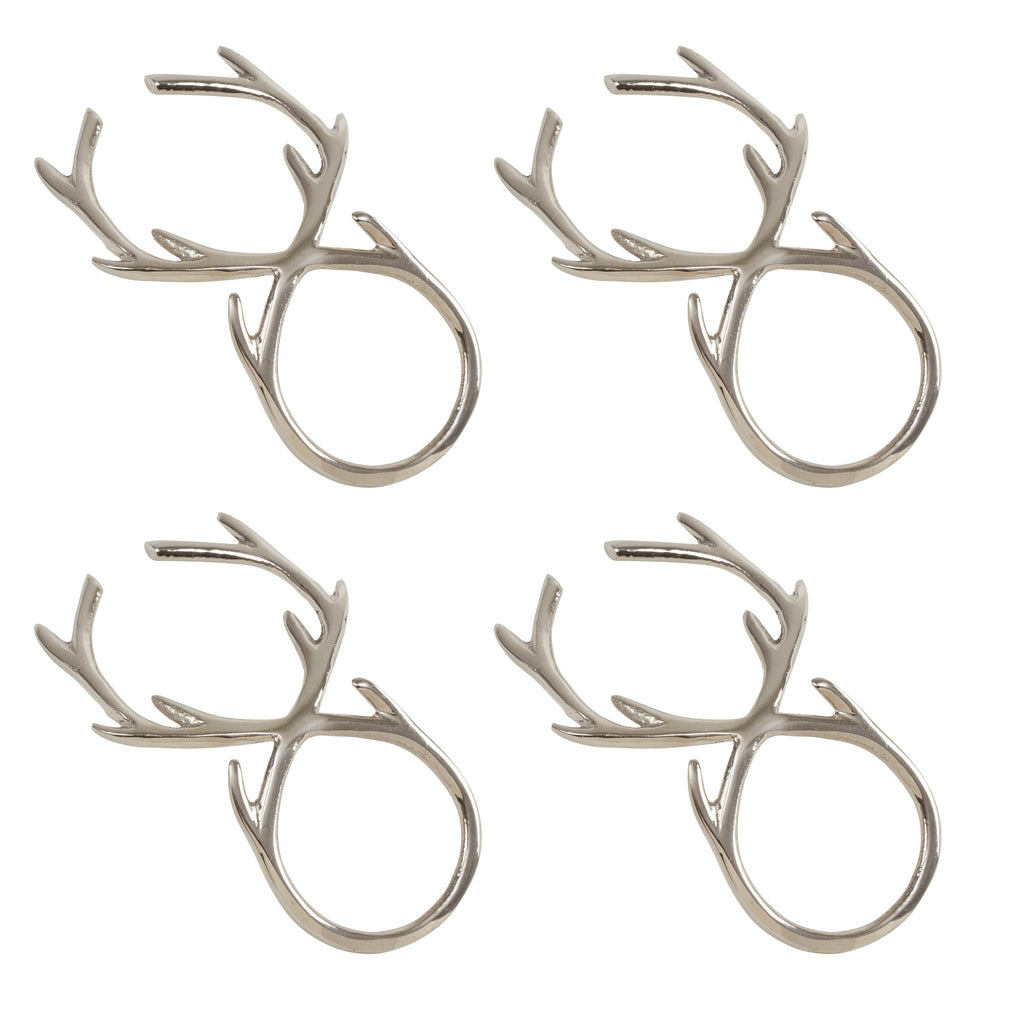 Silver Antler Napkin Ring, Set of 4