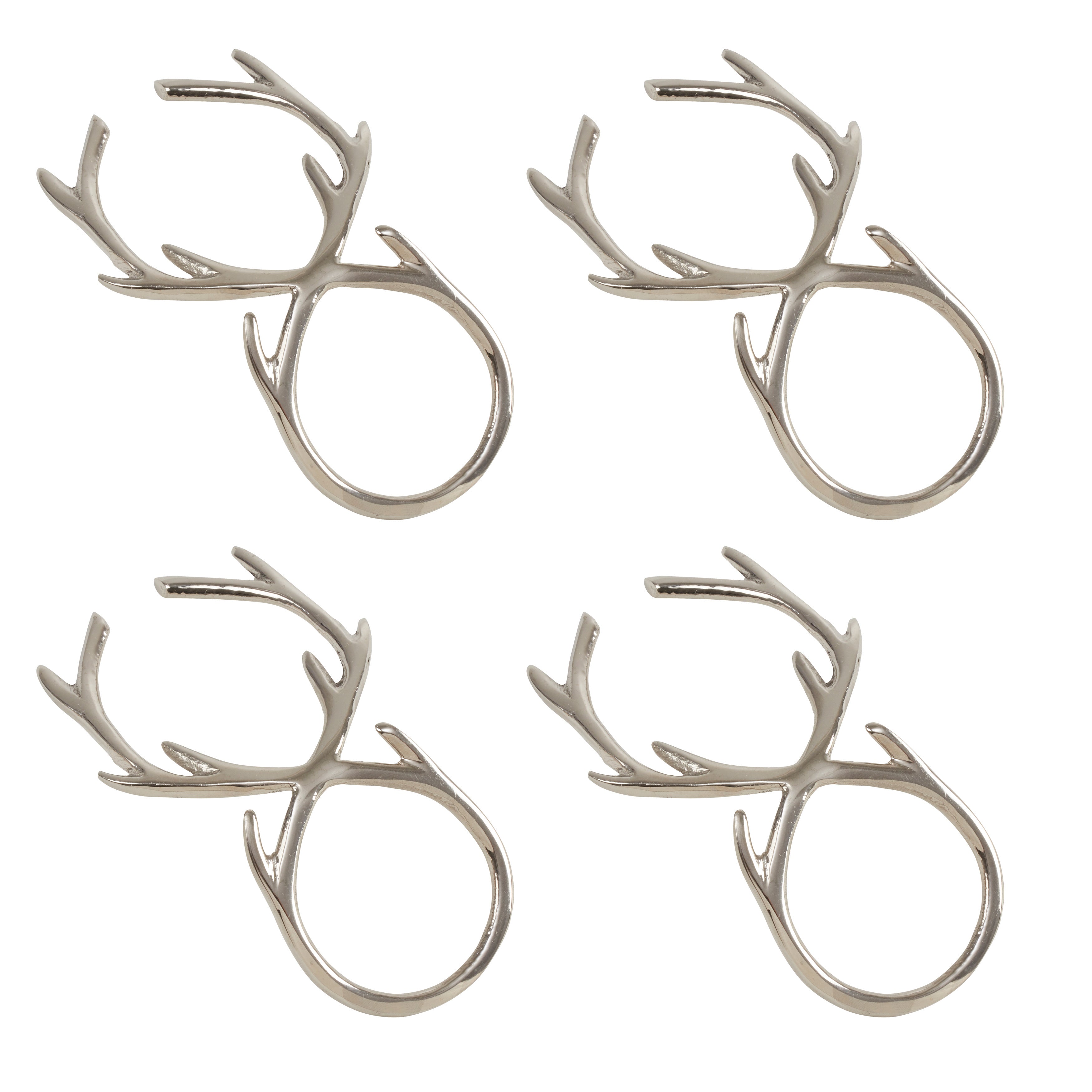 Silver Antler Napkin Ring, Set of 4