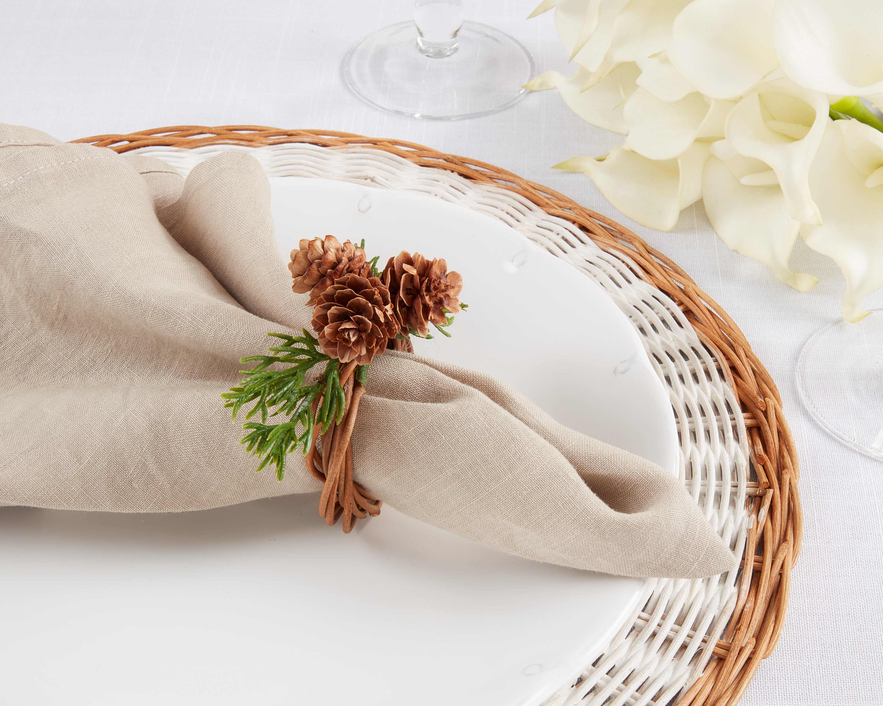 Rustic Charm Pine Cone Napkin Ring, Set of 4