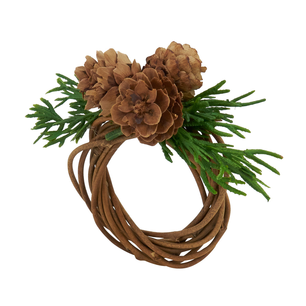 Rustic Charm Pine Cone Napkin Ring, Set of 4