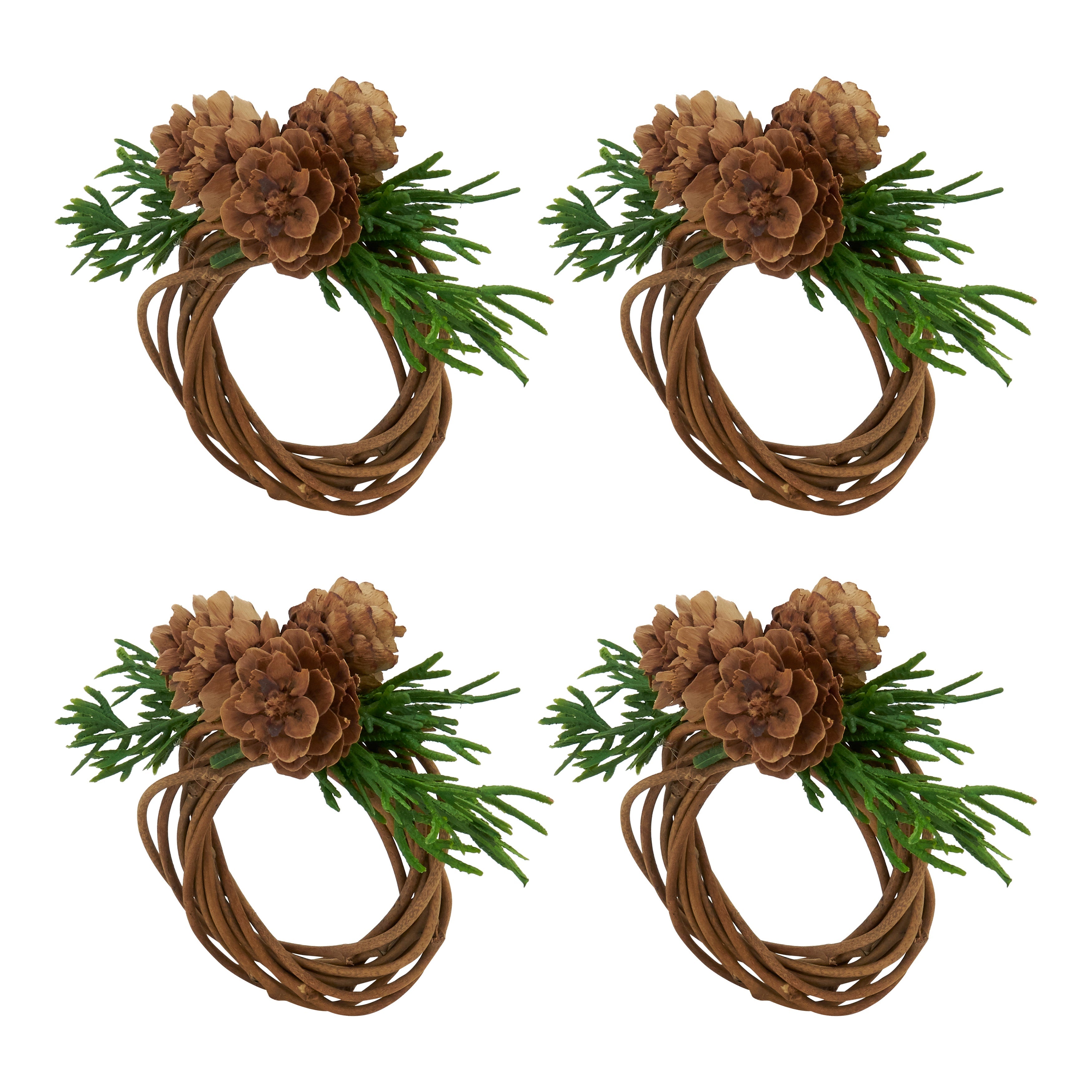 Rustic Charm Pine Cone Napkin Ring, Set of 4