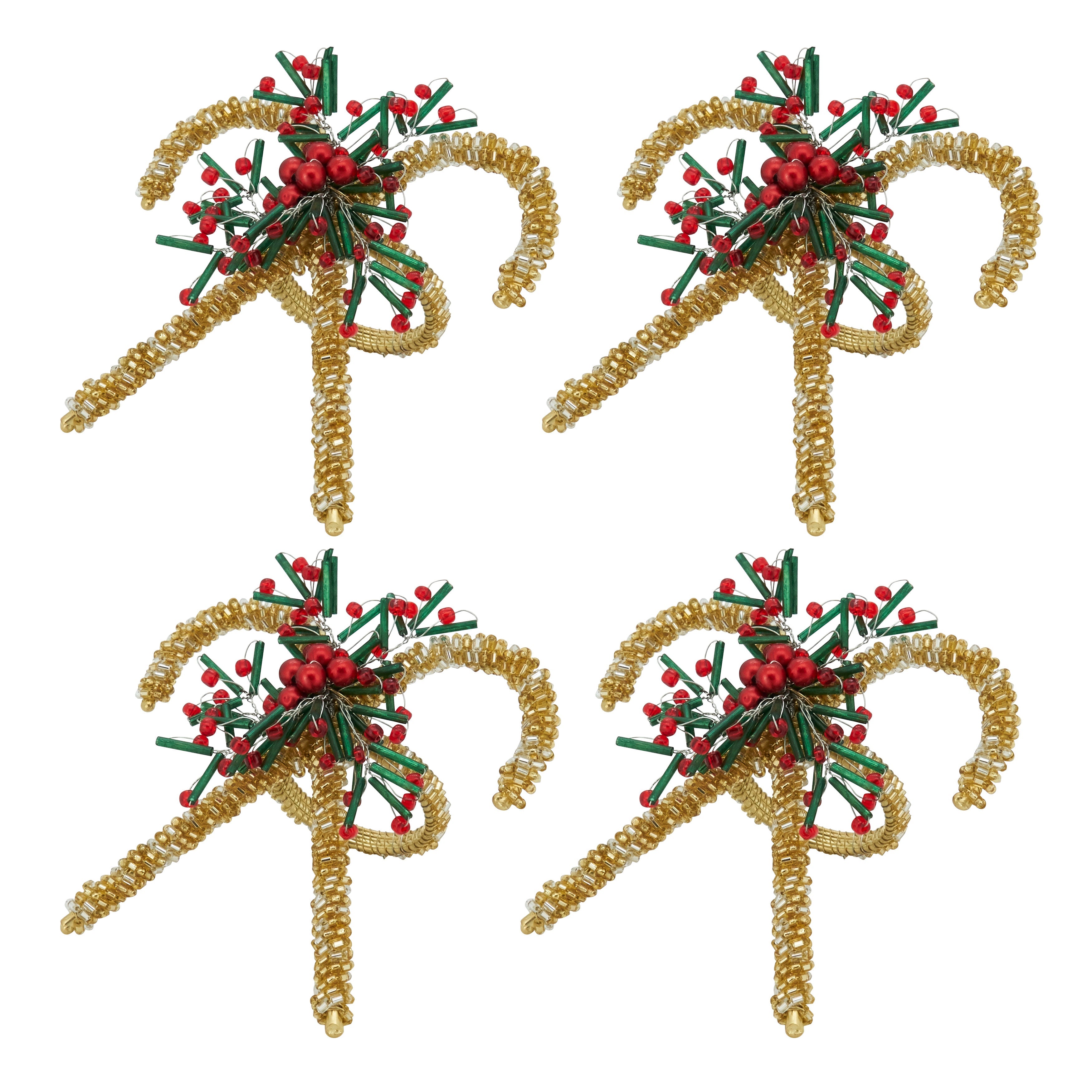 Sweet Treats Beaded Candy Cane Napkin Ring, Set of 4