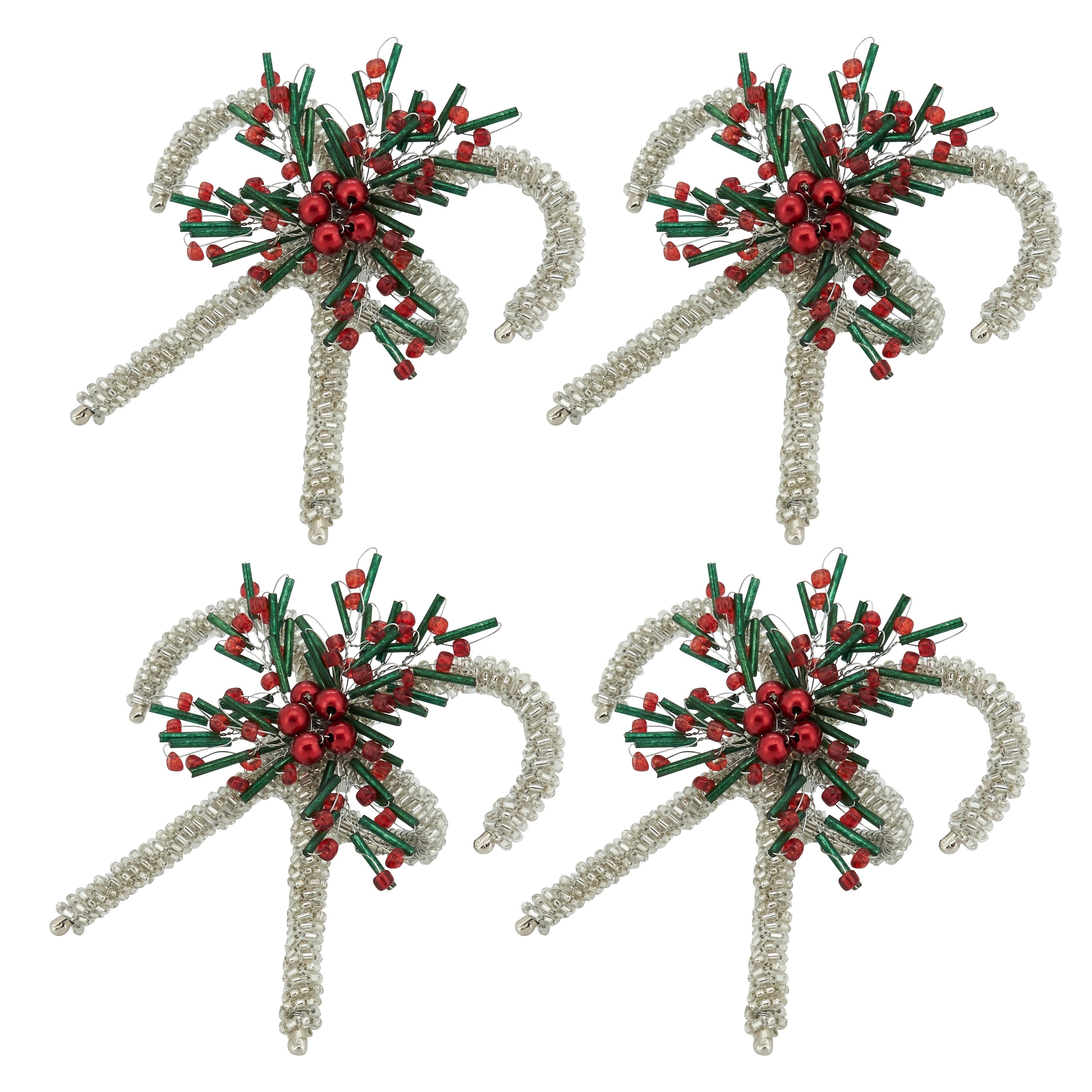 Sweet Treats Beaded Candy Cane Napkin Ring, Set of 4