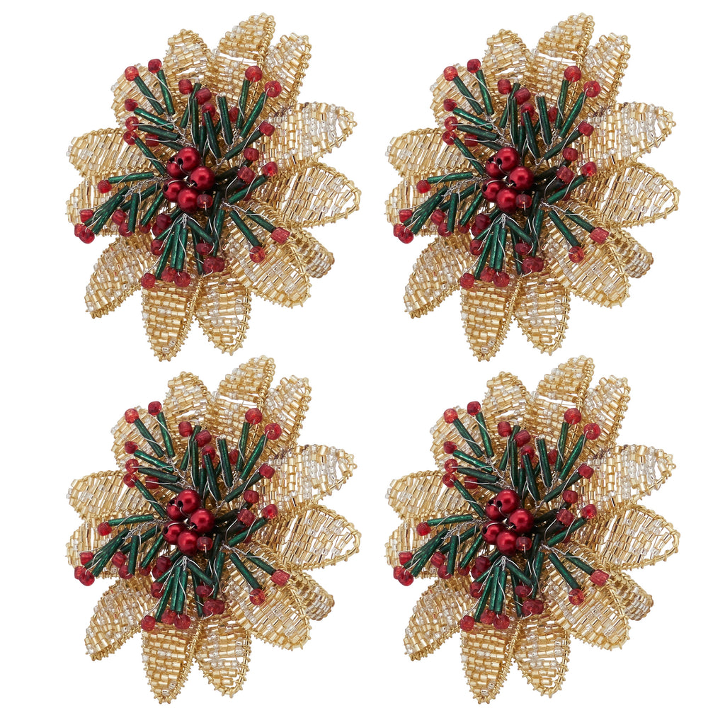Blossoming Beauty Beaded Flower Napkin Ring, Set of 4