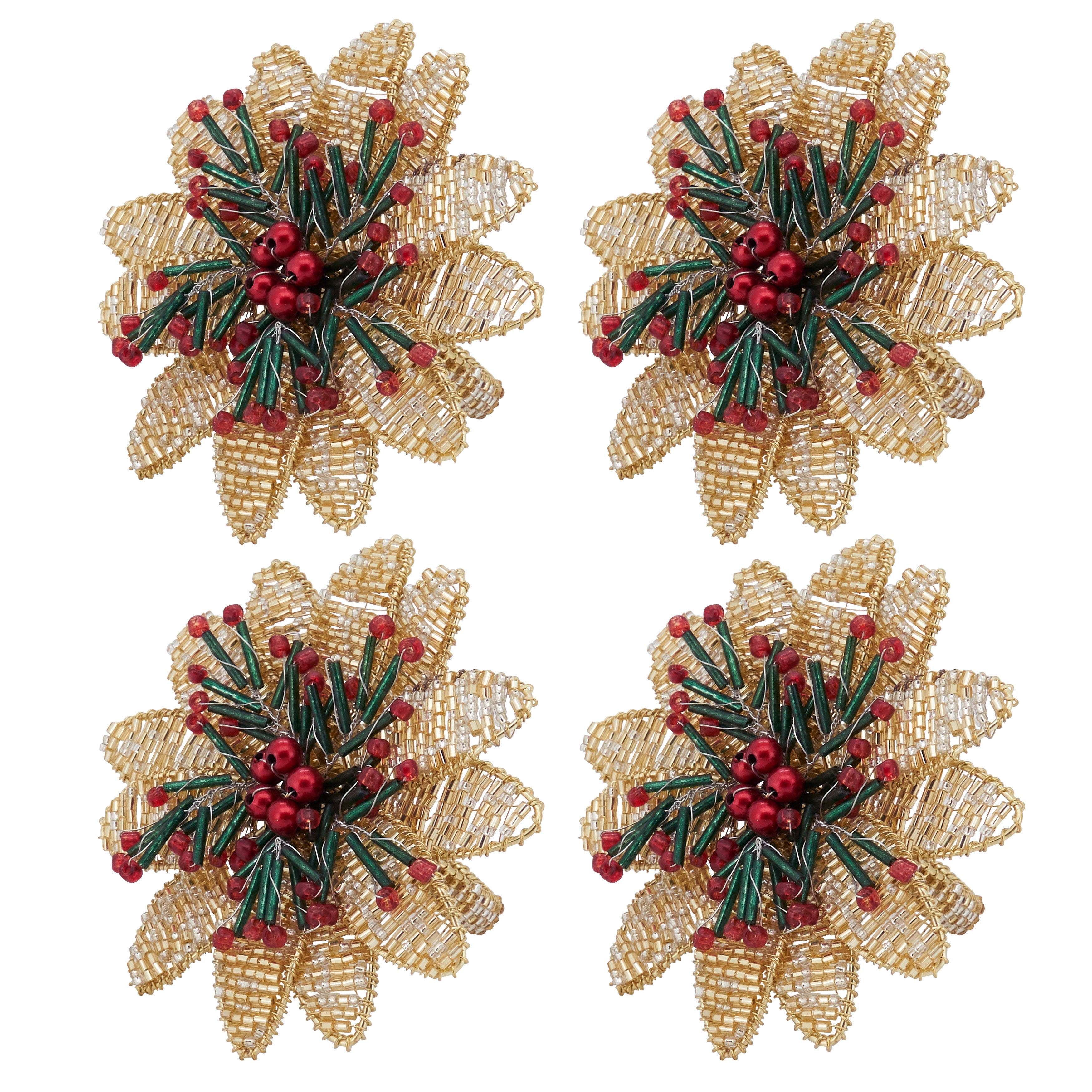 Blossoming Beauty Beaded Flower Napkin Ring, Set of 4