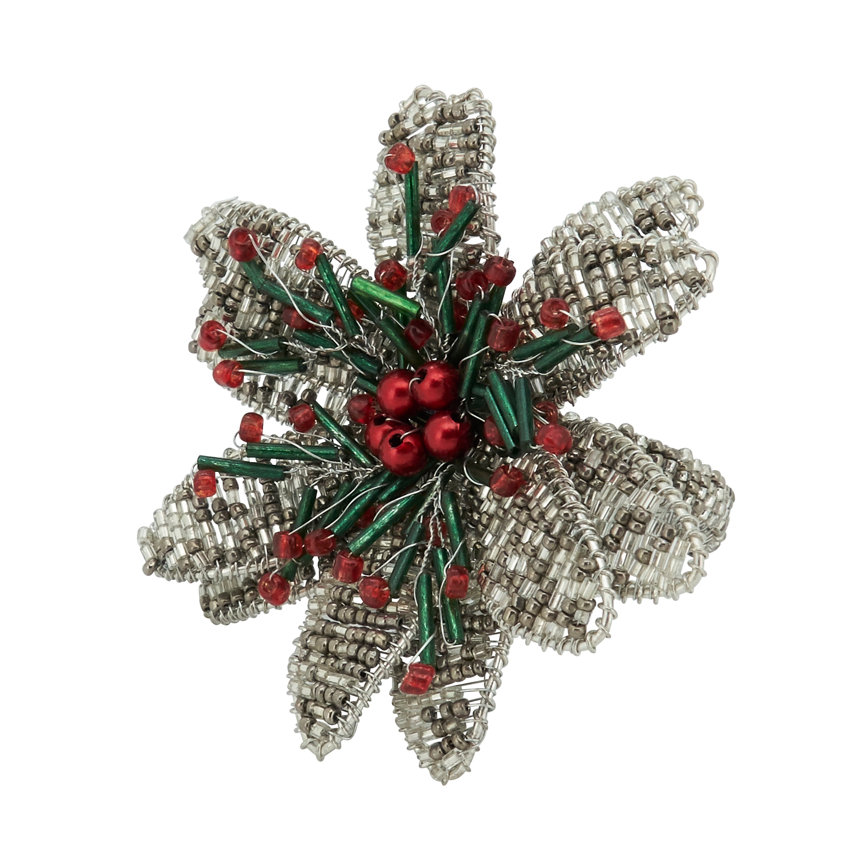 Blossoming Beauty Beaded Flower Napkin Ring, Set of 4