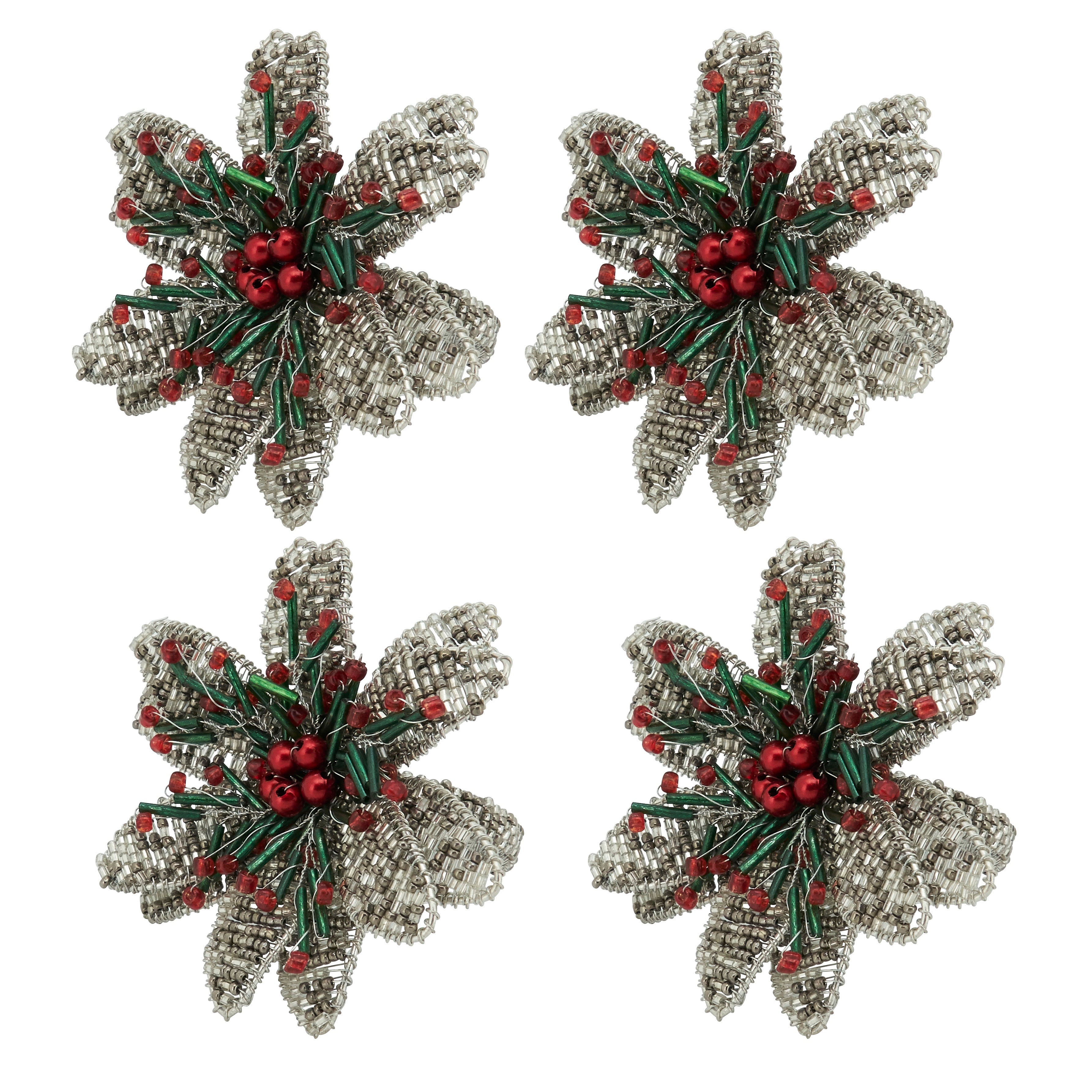 Blossoming Beauty Beaded Flower Napkin Ring, Set of 4