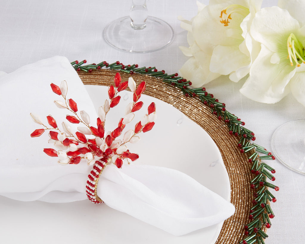 Holiday Sparkle Beaded Napkin Ring, Set of 4