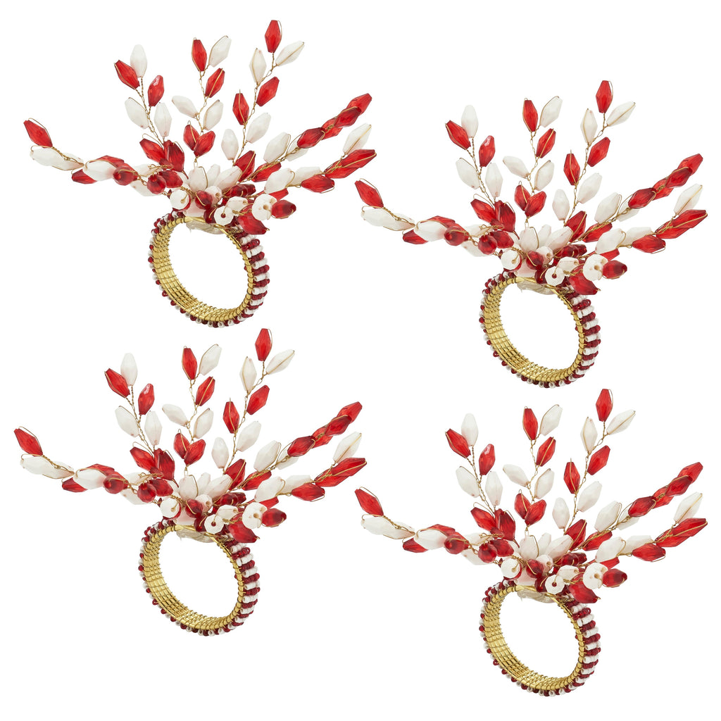 Holiday Sparkle Beaded Napkin Ring, Set of 4