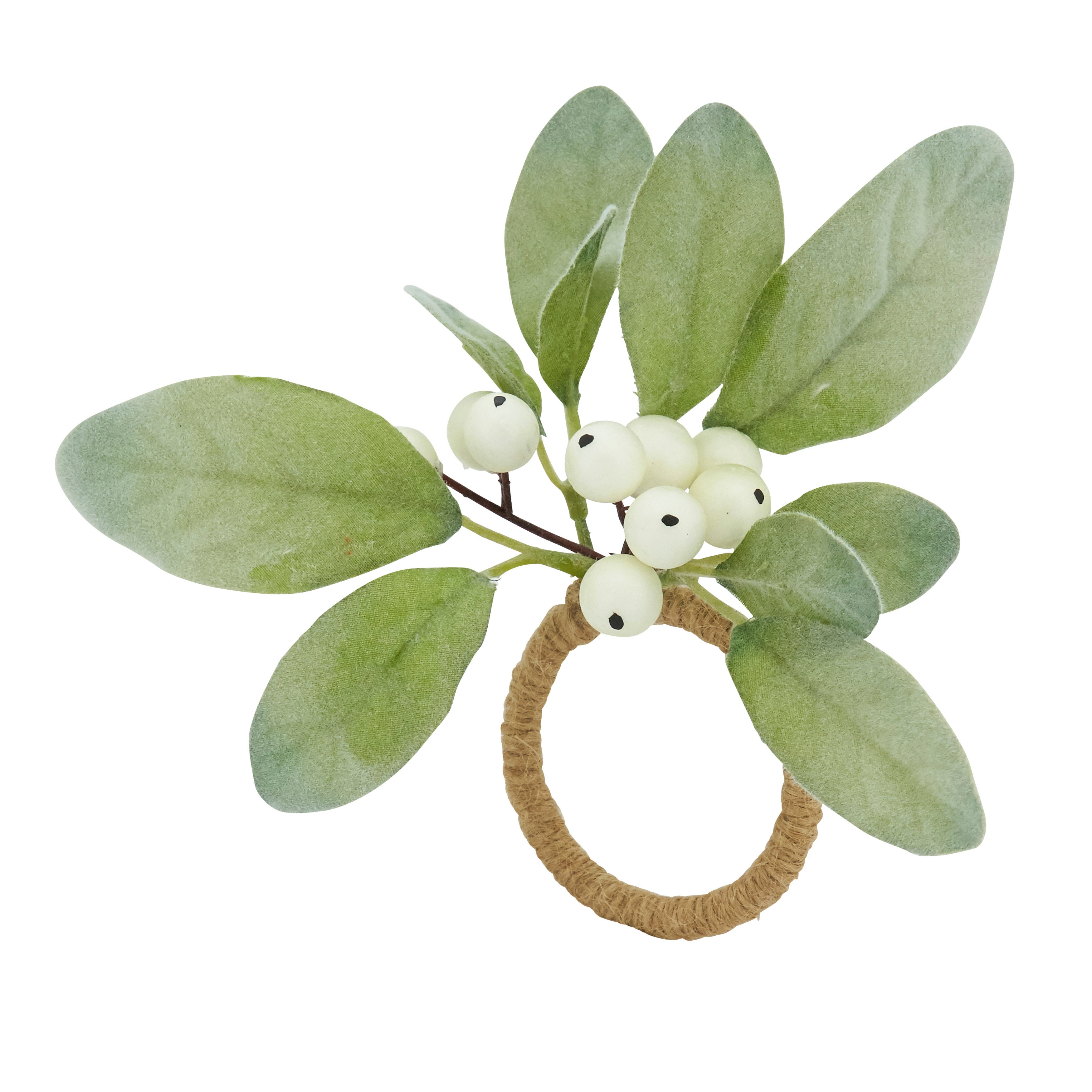 Rustic Charm White Berry Napkin Ring, Set of 4