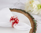 Elegant Glass Beaded Napkin Ring, Set of 4