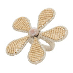 Beaded Flower Design Napkin Ring, Set of 4