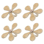 Beaded Flower Design Napkin Ring, Set of 4