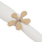 Beaded Flower Design Napkin Ring, Set of 4