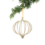 4 Sparkling Gold Wire Onion Sphere Ornaments, Set of 6