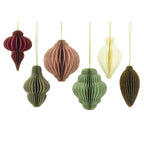 3 Paper Honeycomb Ornaments Assorted Shapes in Warm Seasonal Tones, Set of 6