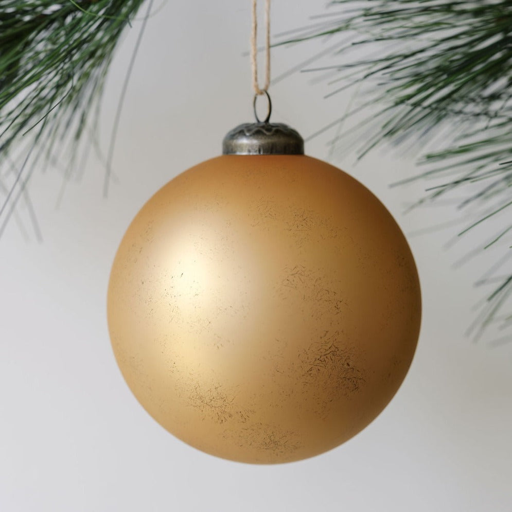 Luxury 4 Matte Antique Gold Glass Ornaments, Set of 4