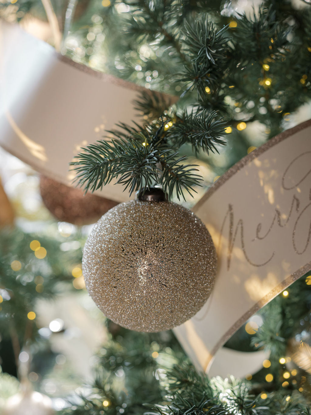 Elegant 4-Inch Cream Beaded Glass Ornaments, Set of 4