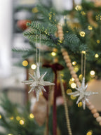 Dazzling 2.75 Gold Glitter Starburst Ornaments, Set of 6