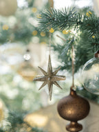 Dazzling 2.75 Gold Glitter Starburst Ornaments, Set of 6