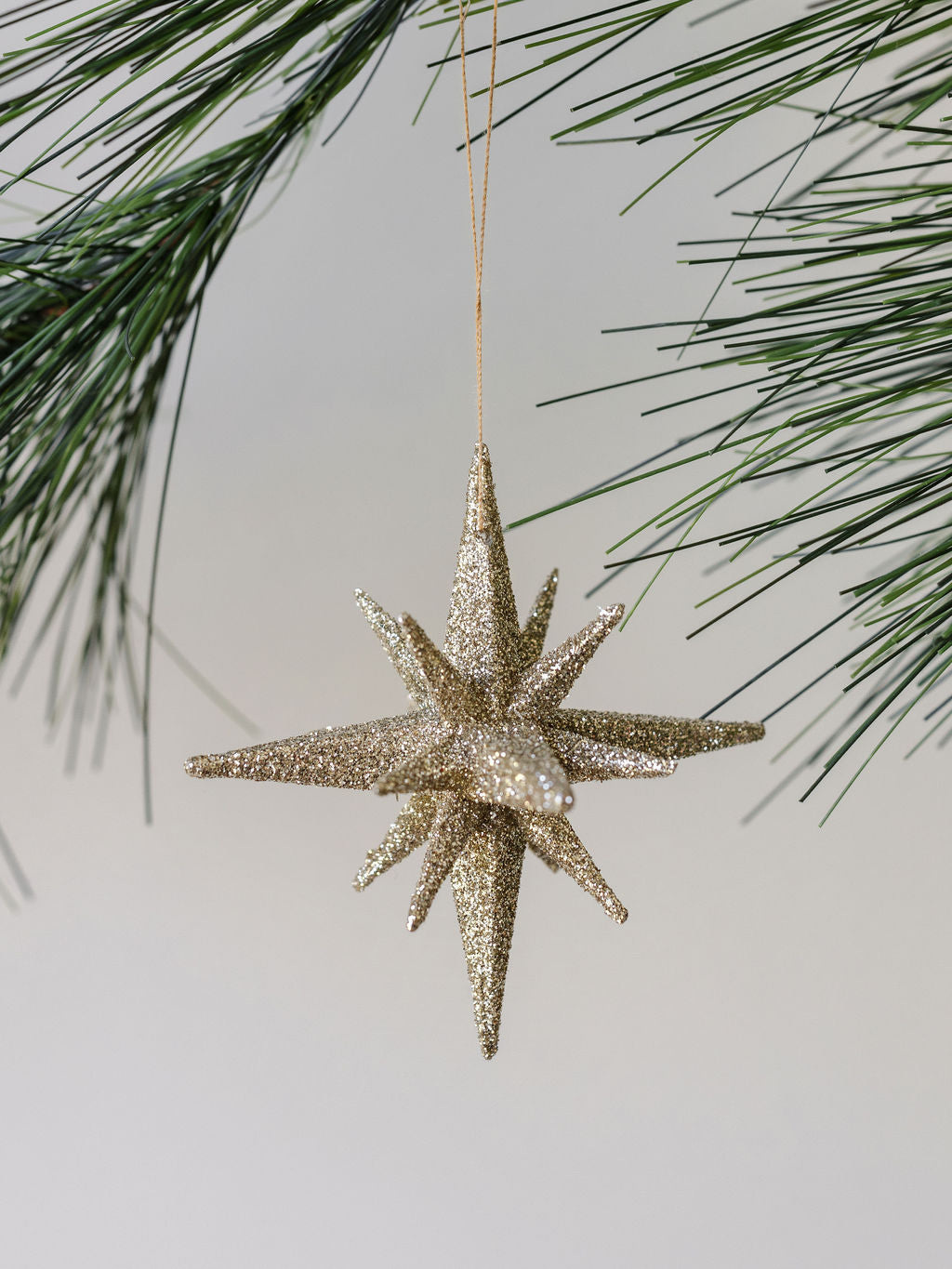 Dazzling 2.75 Gold Glitter Starburst Ornaments, Set of 6