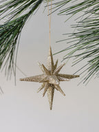 Dazzling 2.75 Gold Glitter Starburst Ornaments, Set of 6