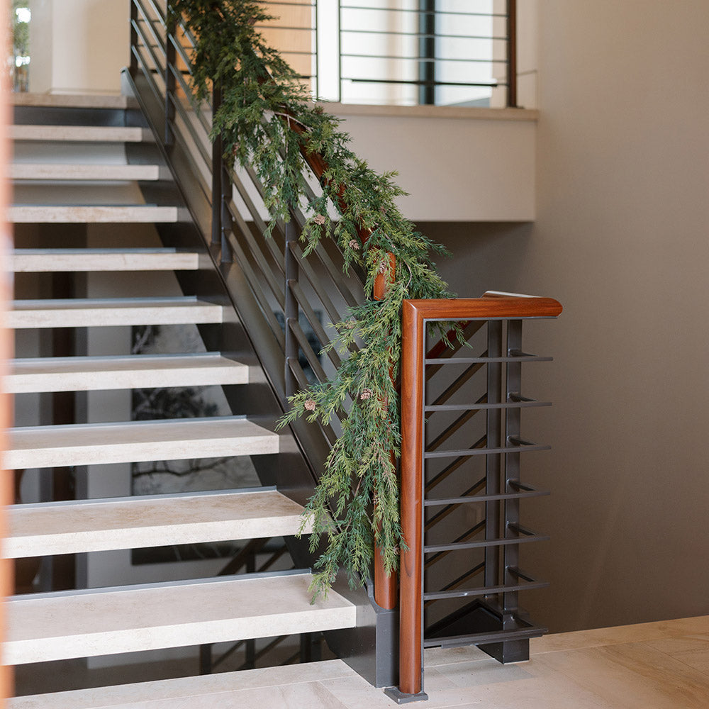 9' Natural-Looking Artificial Pine Garland with Pinecones