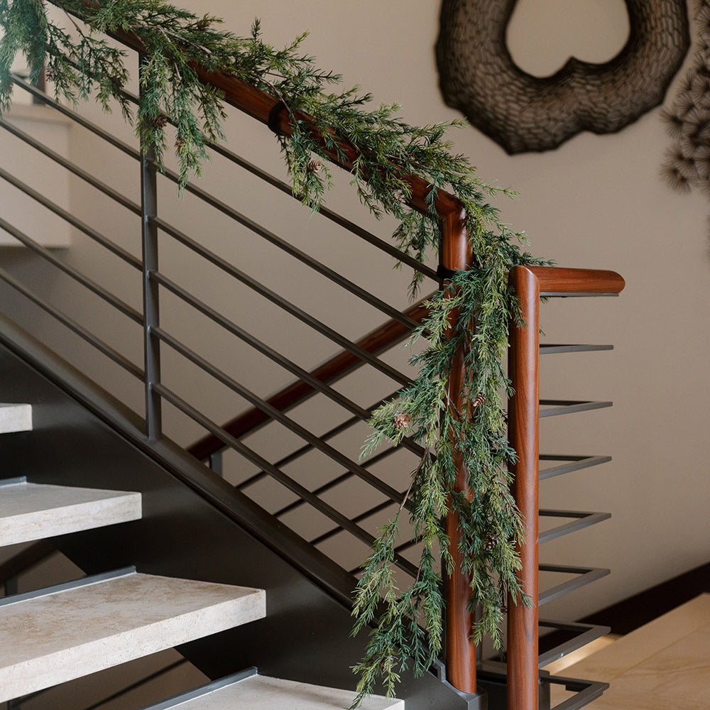 9' Natural-Looking Artificial Pine Garland with Pinecones