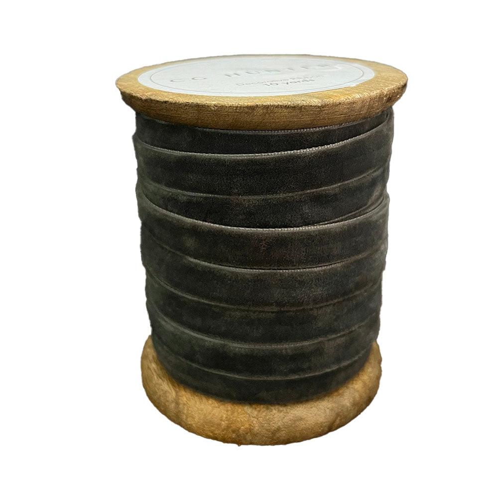 Handmade Wide Dark Grey Velvet Ribbon Luxurious 10 Yards, Set of 2