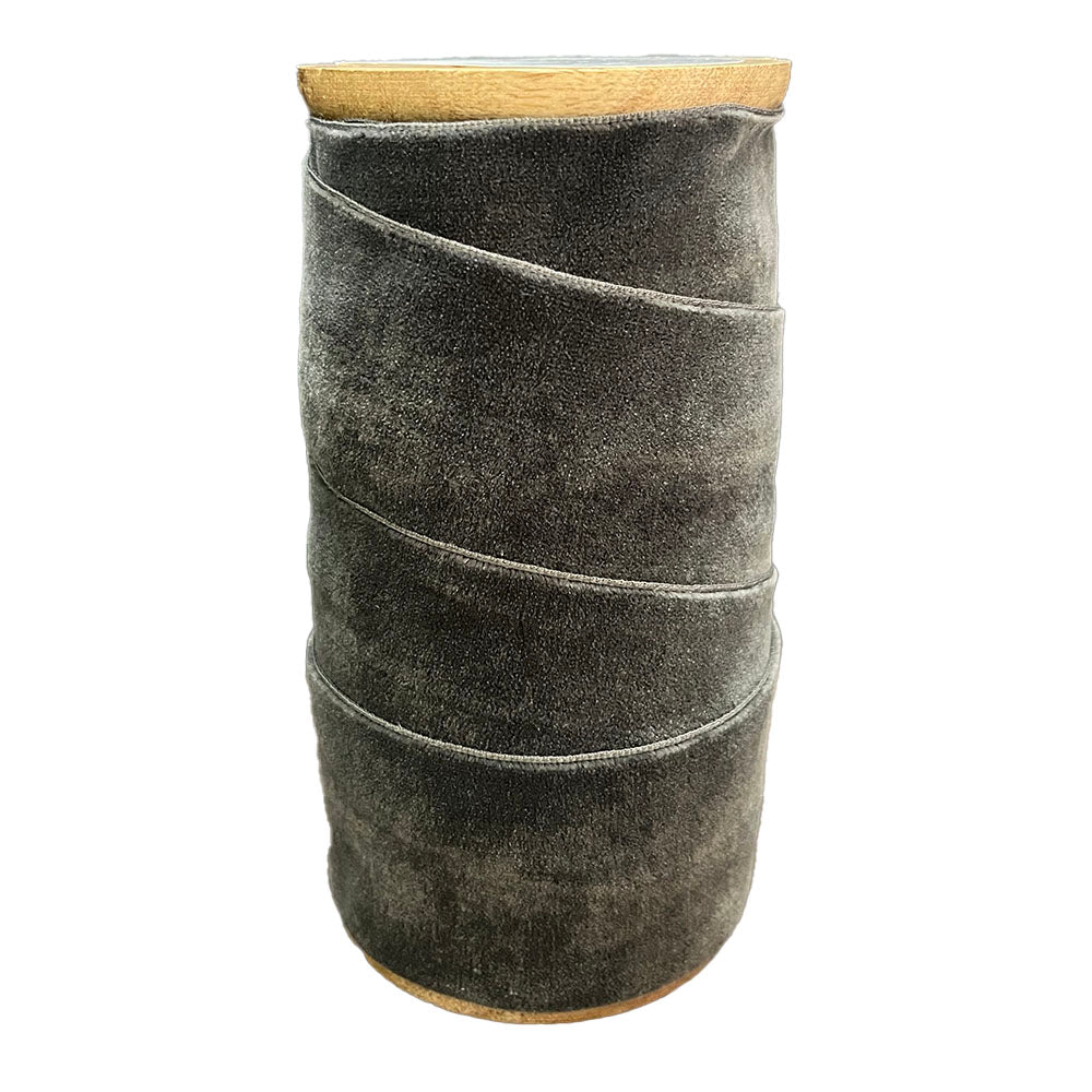 Handmade Wide Dark Grey Velvet Ribbon Luxurious 10 Yards, Set of 2