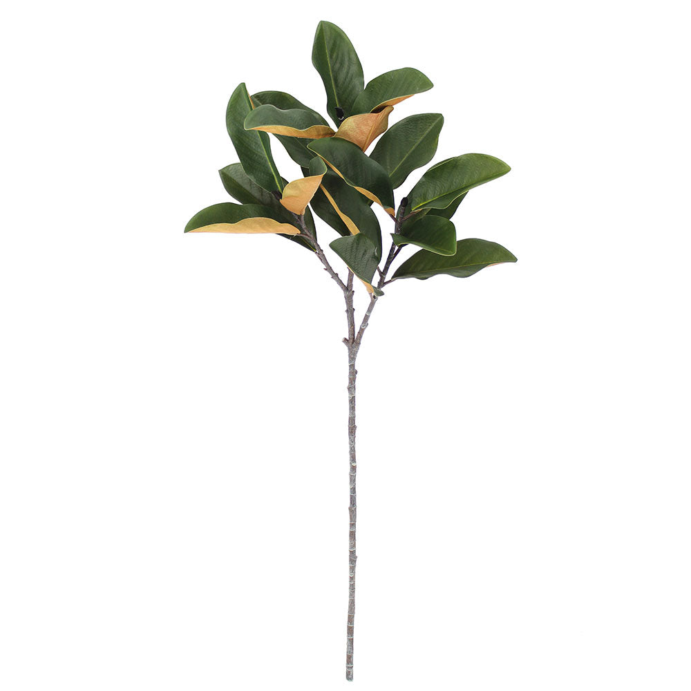 Lifelike 36 Faux Green Magnolia Leaf Stems, Set of 4