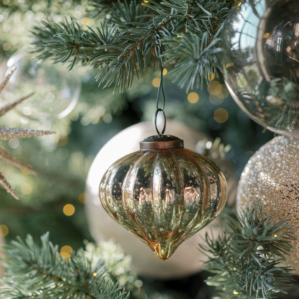 Elegant 4-Inch Cream Beaded Glass Ornaments, Set of 4