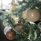 Elegant 4-Inch Cream Beaded Glass Ornaments, Set of 4