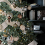 Handcrafted 4 Antique Bronze Beaded Glass Ornaments with Jute Hanger and Antique Topper, Set of 4