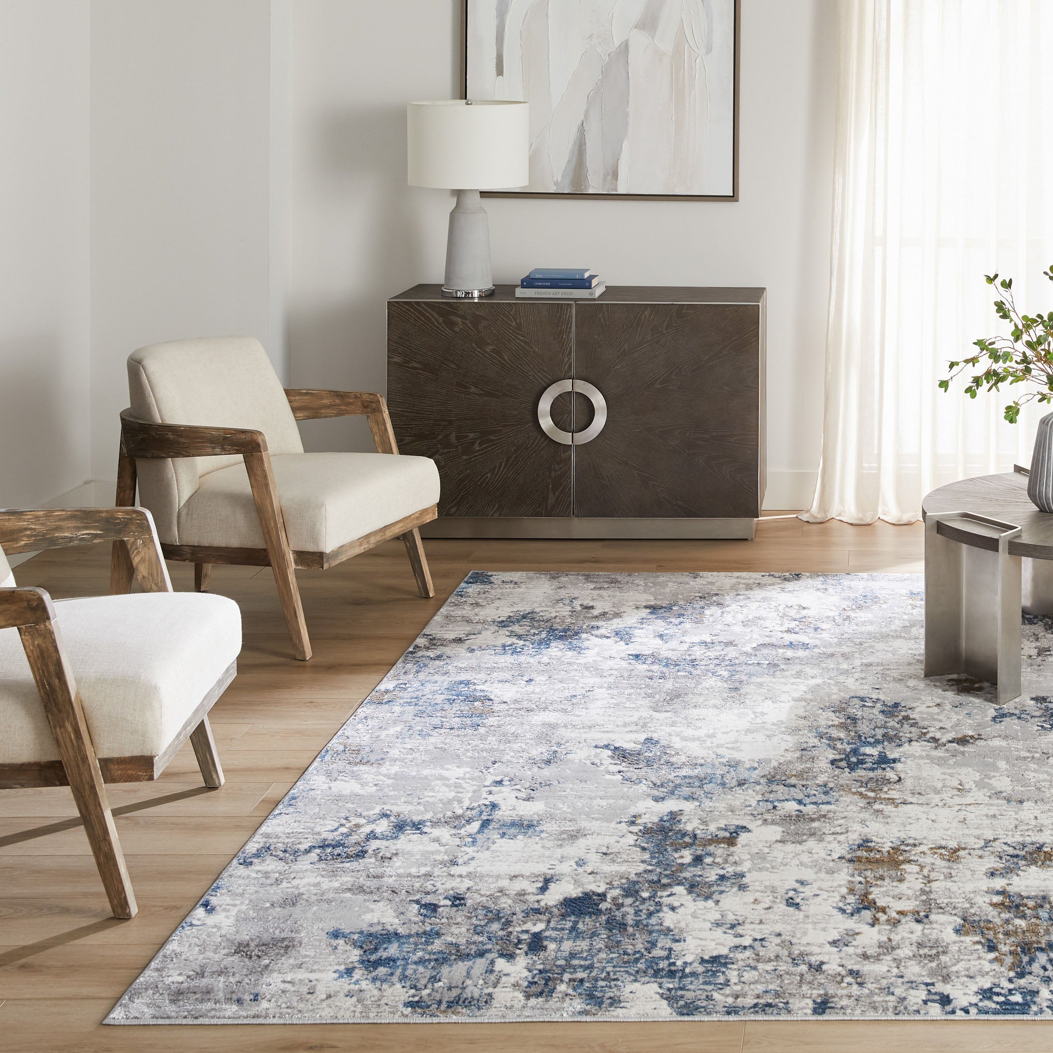 Darica Abstract Clouds Multi Blue Rug