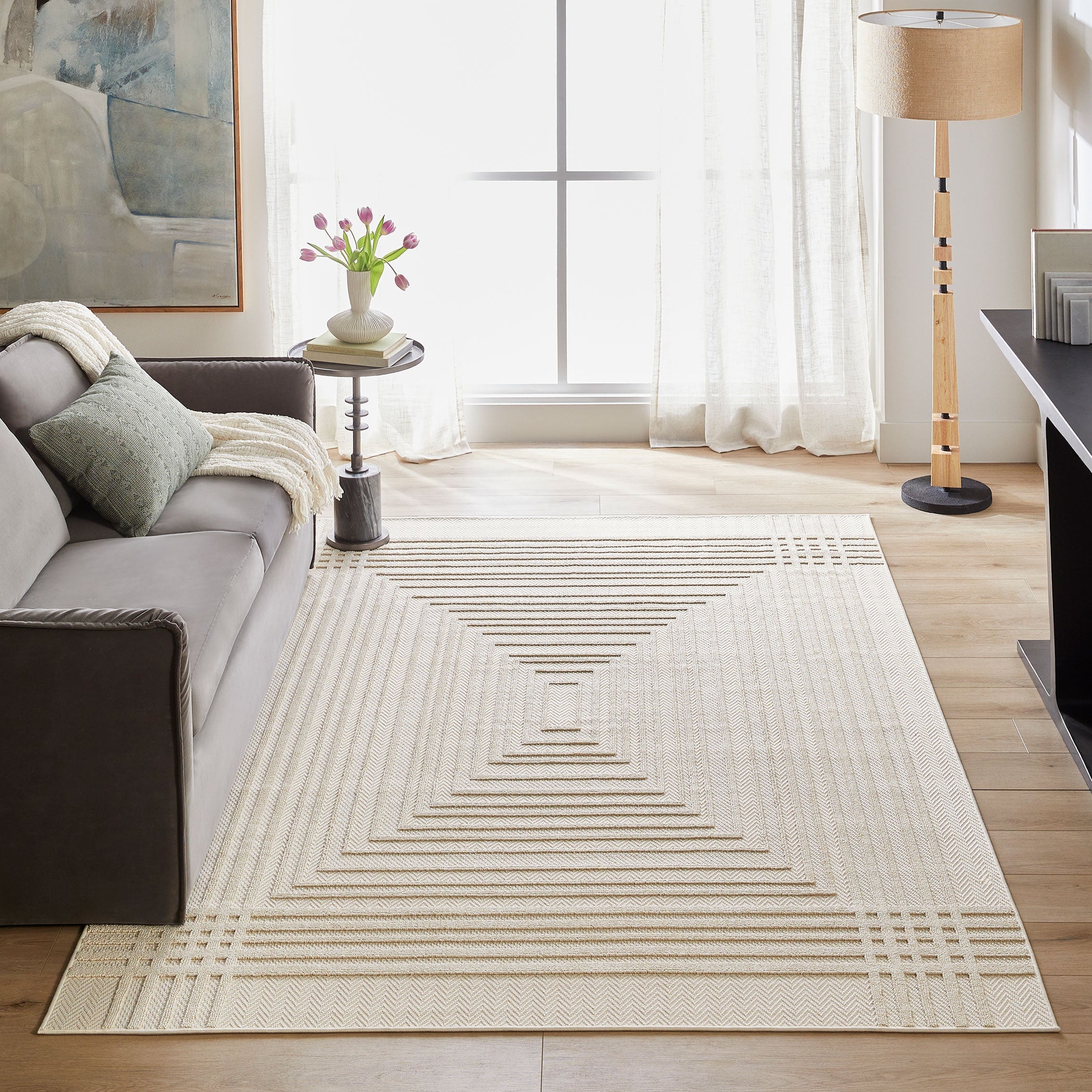 Laid Back Geometric Luxe Ivory Rug