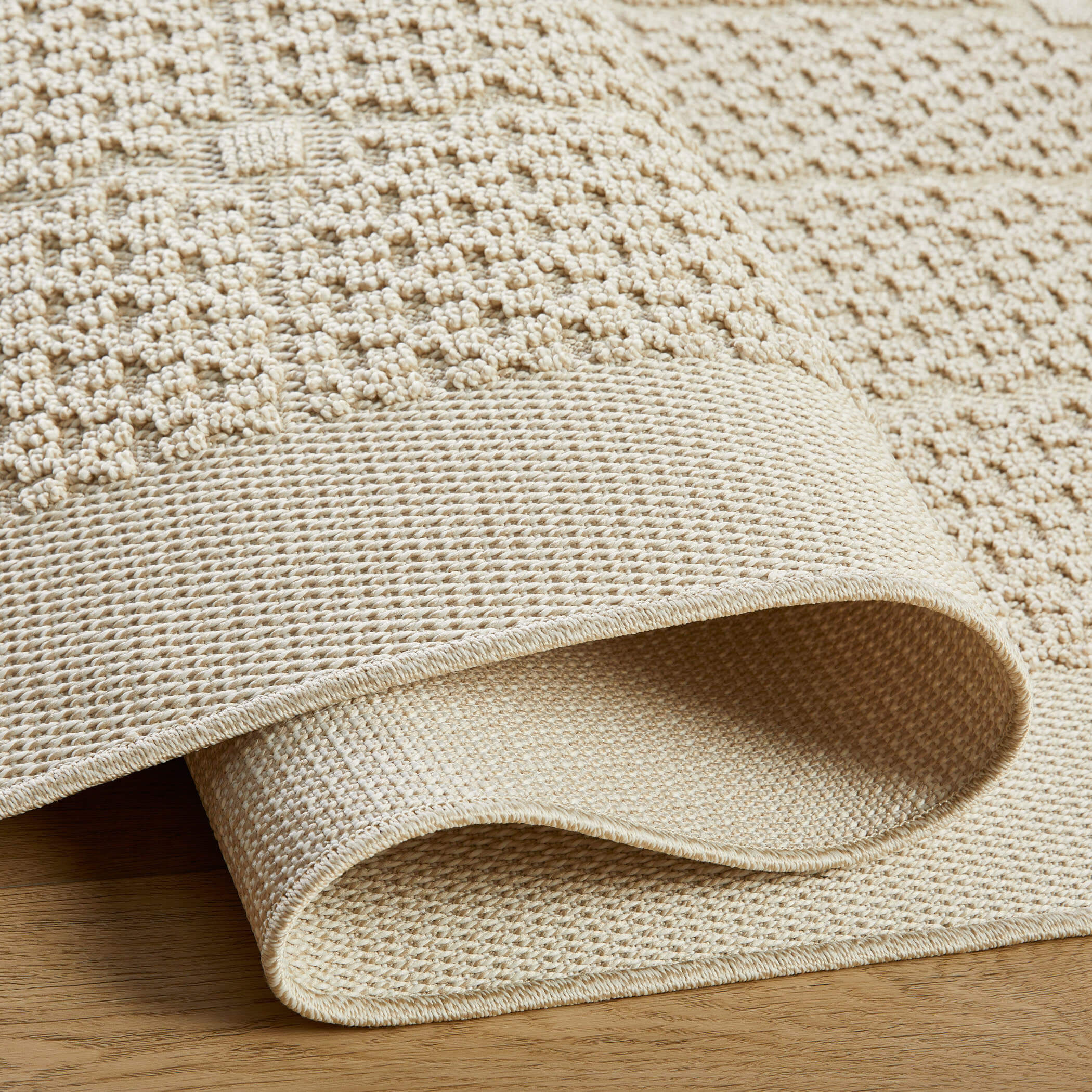 Forza Textural Checkerboard Ivory Rug