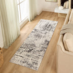 Greta Abstract Linear Silver Rug