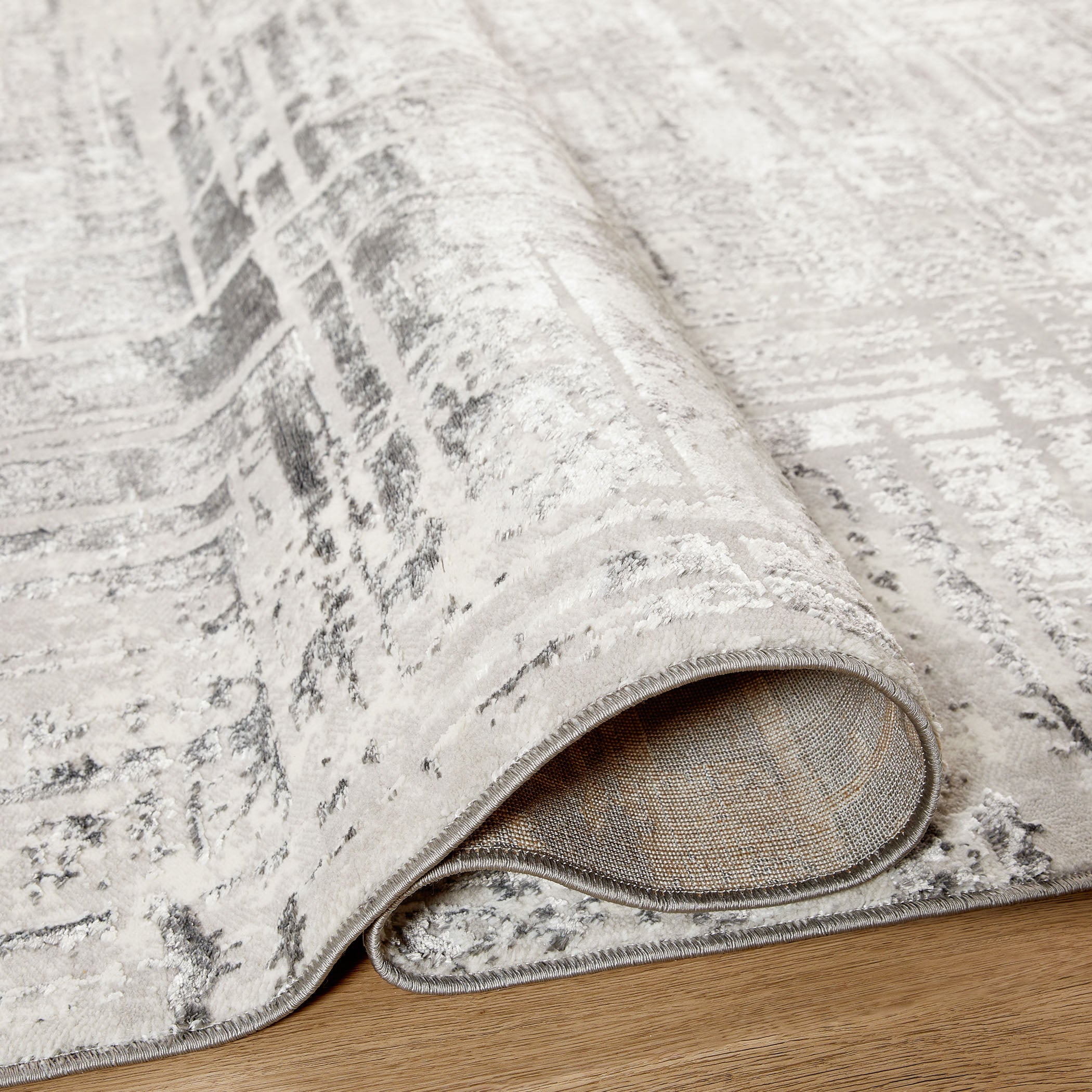 Greta Abstract Linear Silver Rug