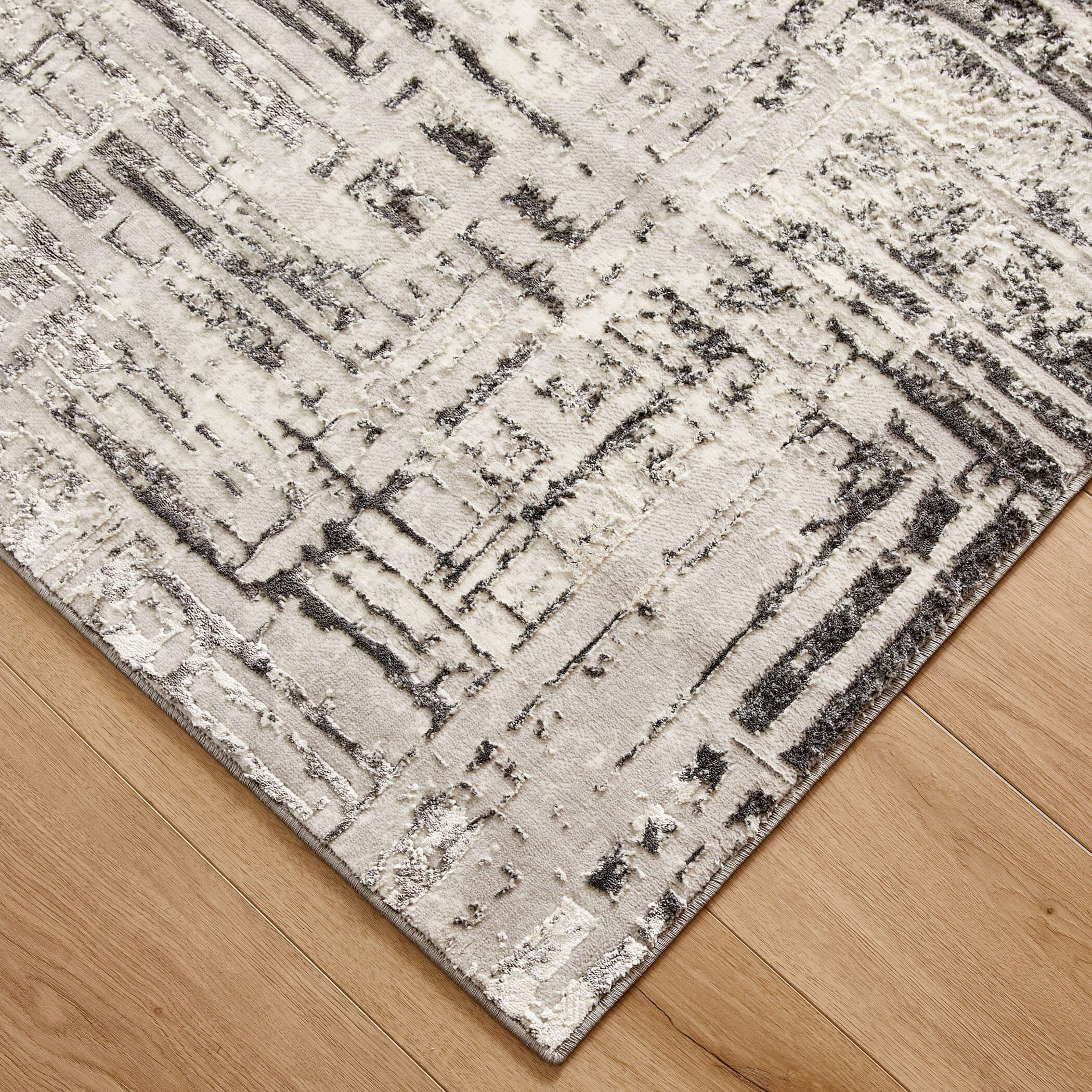 Greta Abstract Linear Silver Rug