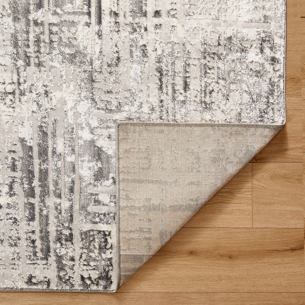 Greta Abstract Linear Silver Rug