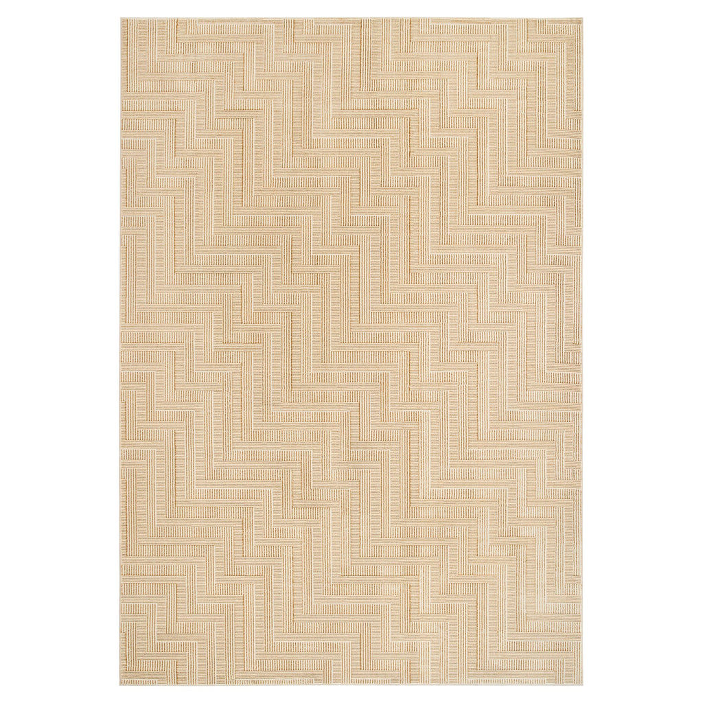Livia Textural Weave Pattern Gold and Ivory Rug