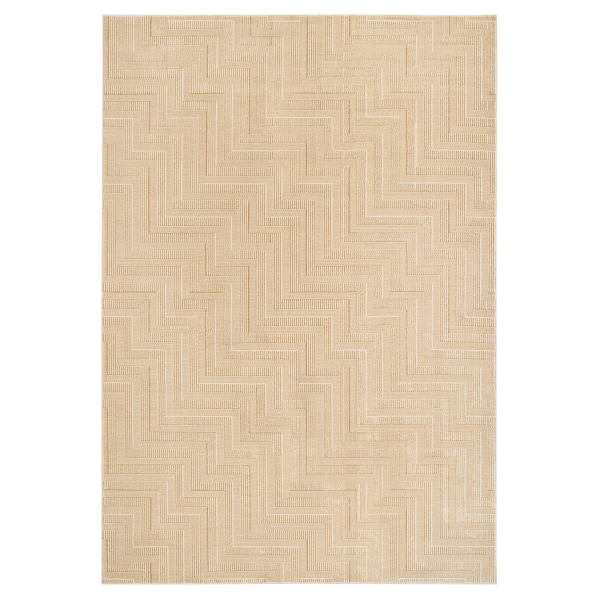Livia Textural Weave Pattern Gold and Ivory Rug