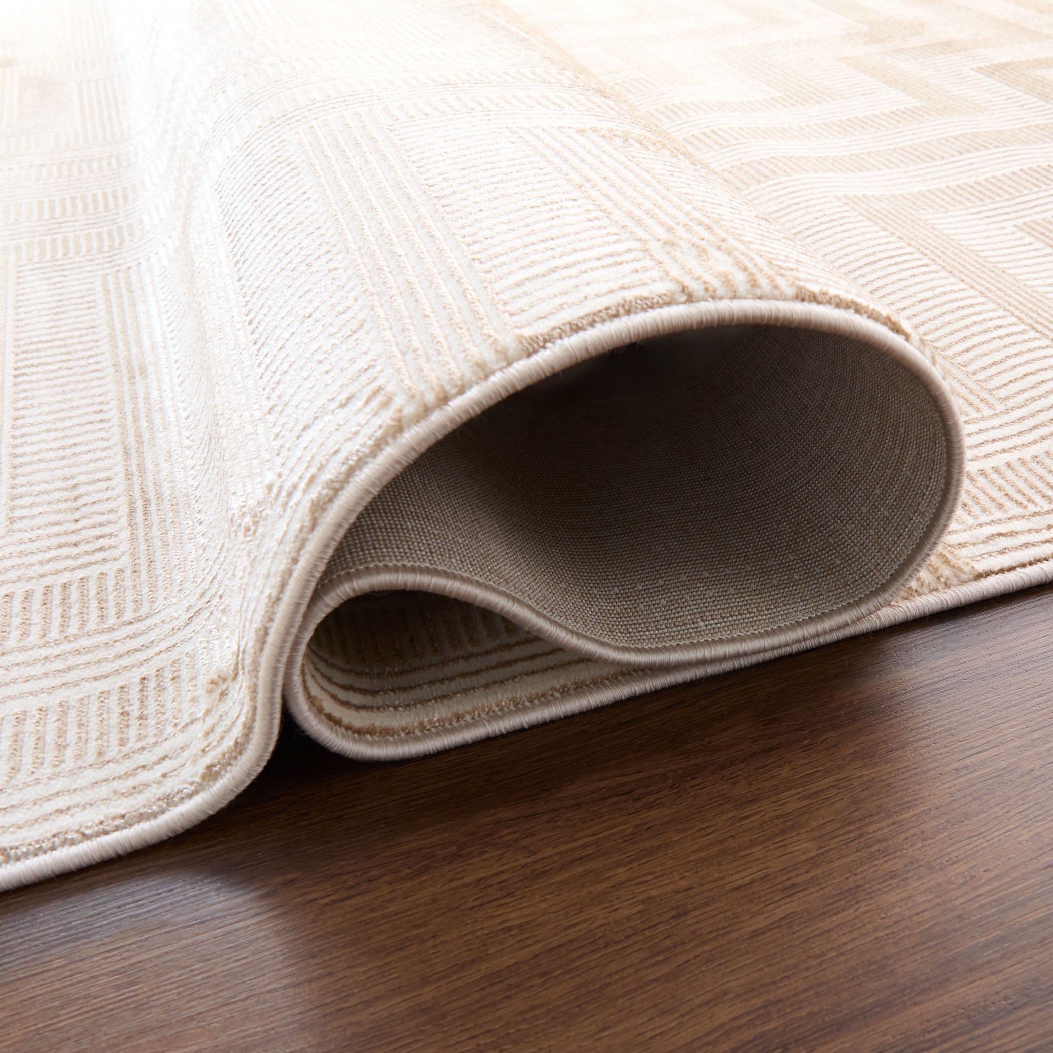 Livia Textural Weave Pattern Gold and Ivory Rug